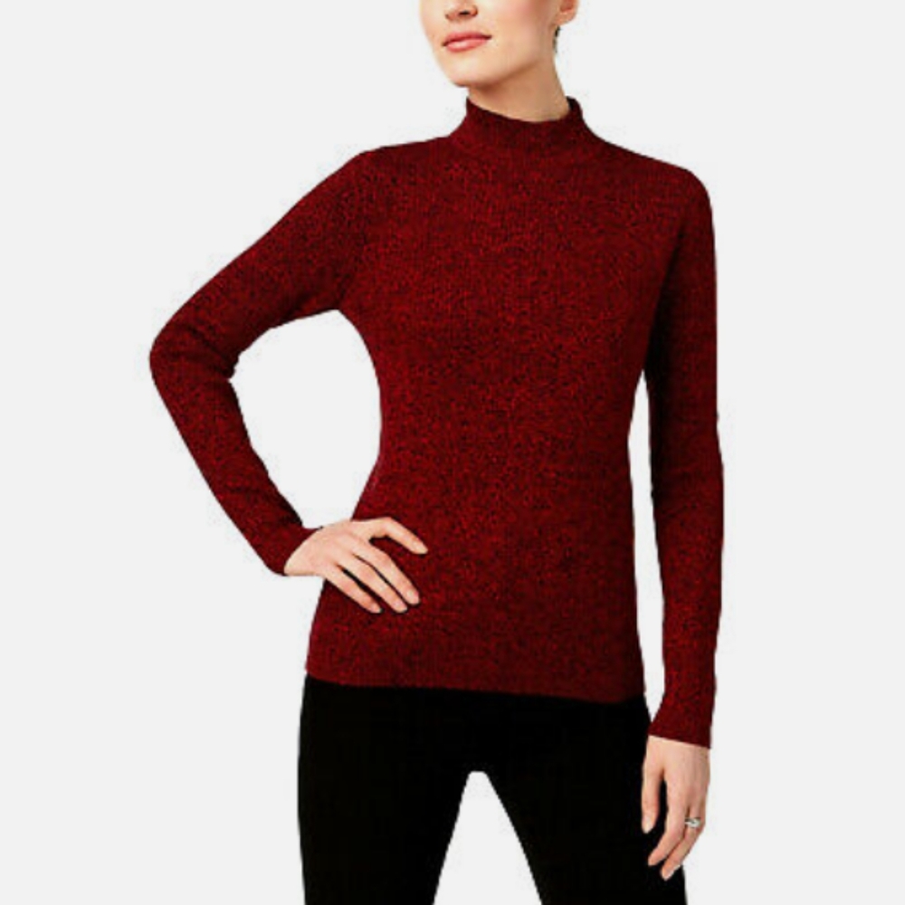 Karen Scott petites women sweater black red (M)